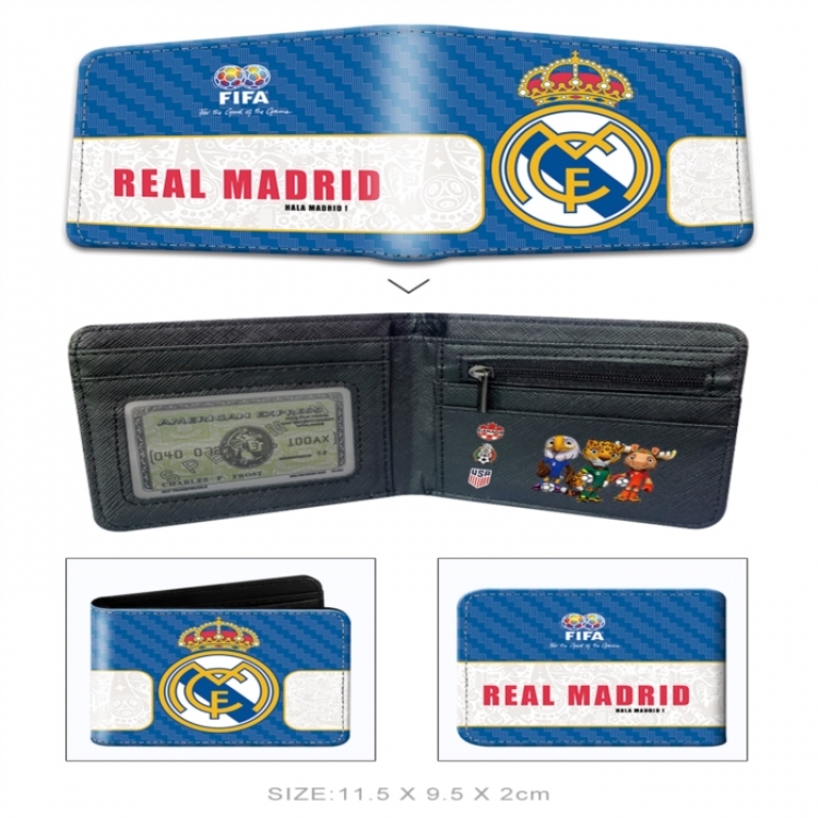 Real Madrid 3D concave convex two fold  shortshort wallet leather wallet 11X9.5 60G