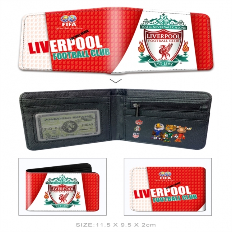 Liverpool 3D concave convex two fold  shortshort wallet leather wallet 11X9.5 60G