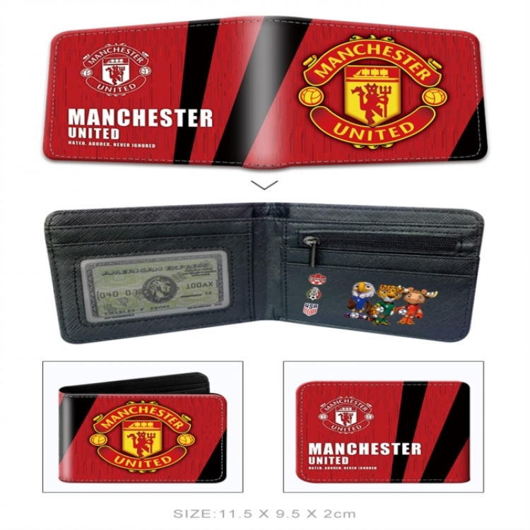 Manchester United 3D concave convex two fold  shortshort wallet leather wallet 11X9.5 60G