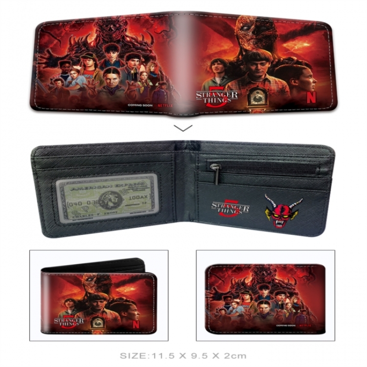 Stranger Things 3D concave convex two fold  shortshort wallet leather wallet 11X9.5 60G