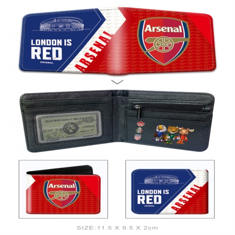 Arsenal 3D concave convex two fold  shortshort wallet leather wallet 11X9.5 60G