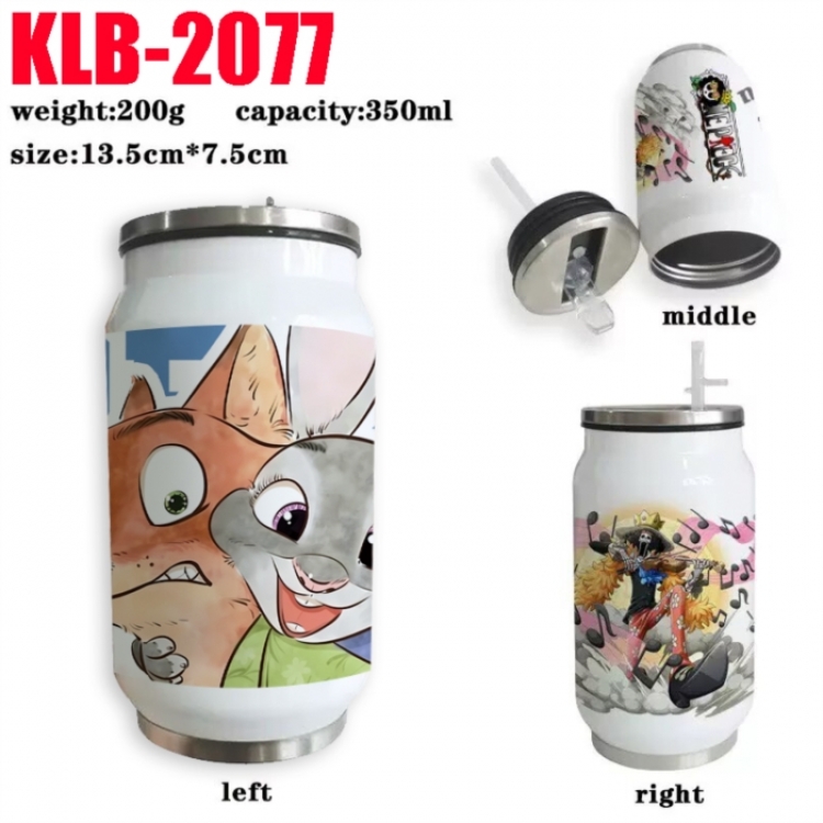 Zootopia Anime Printed Stainless Steel Insulated Cup Straw Water Cup 350ML