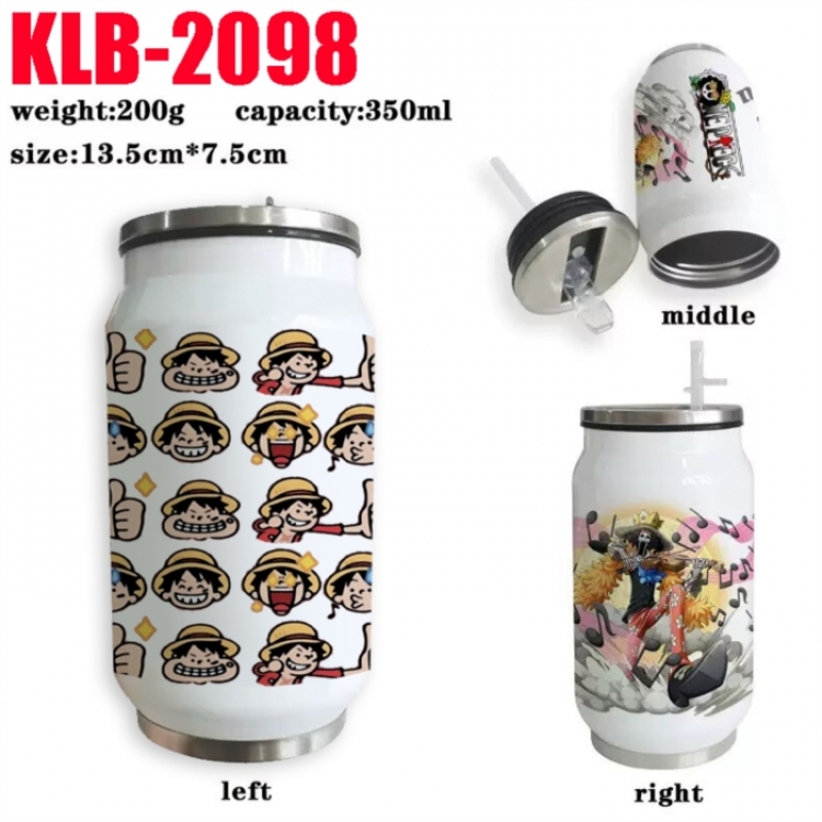 One Piece Anime Printed Stainless Steel Insulated Cup Straw Water Cup 350ML