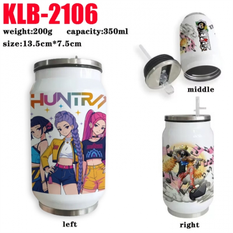 K-Pop Demon Hunters Anime Printed Stainless Steel Insulated Cup Straw Water Cup 350ML