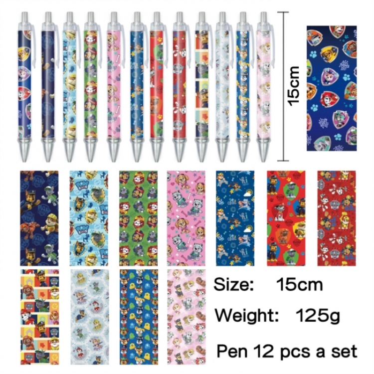 PAW Patrol Anime peripheral student color picture ballpoint pen neutral pen 15cm a set of 12