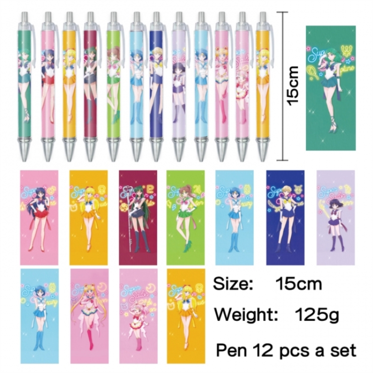 sailormoon Anime peripheral student color picture ballpoint pen neutral pen 15cm a set of 12