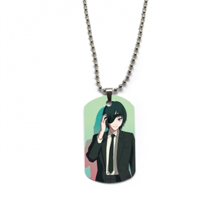 Chainsaw Man Anime double-sided full color printed military brand necklace price for 5 pcs