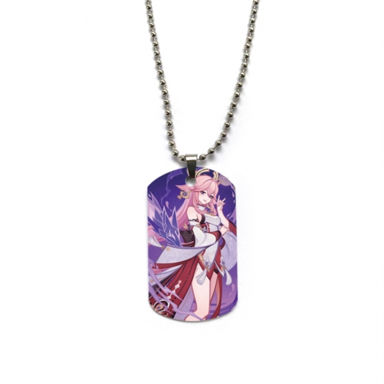 Genshin Impact Anime double-sided full color printed military brand necklace price for 5 pcs