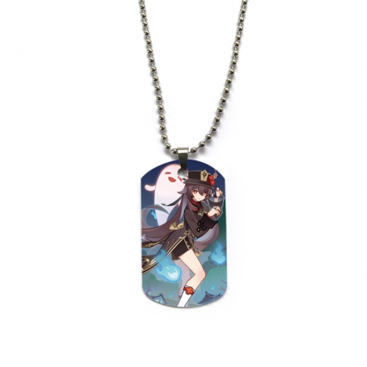 Genshin Impact Anime double-sided full color printed military brand necklace price for 5 pcs