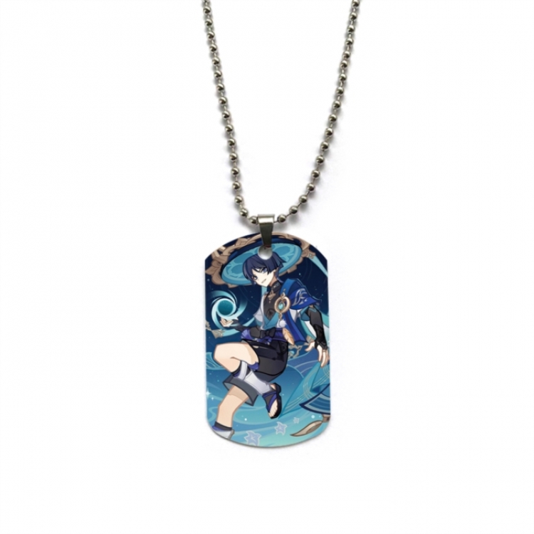 Genshin Impact Anime double-sided full color printed military brand necklace price for 5 pcs
