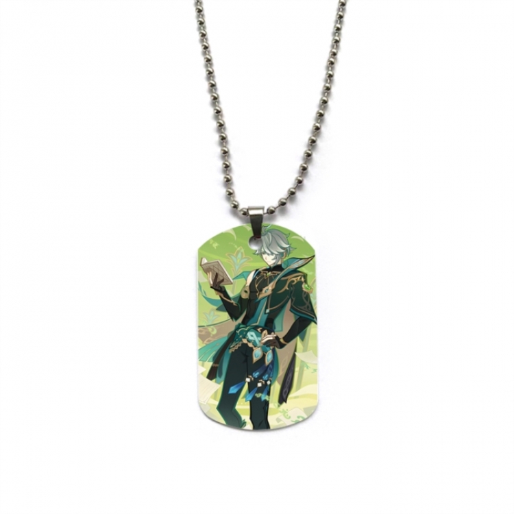 Genshin Impact Anime double-sided full color printed military brand necklace price for 5 pcs