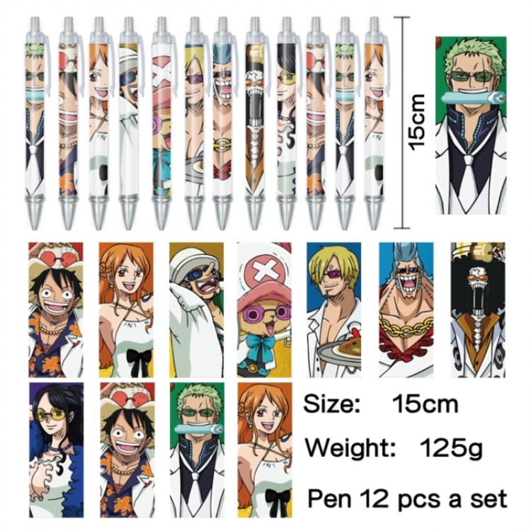 One Piece Anime peripheral student color picture ballpoint pen neutral pen 15cm a set of 12