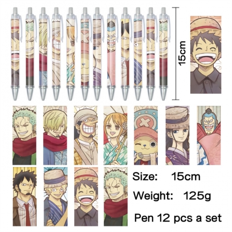 One Piece Anime peripheral student color picture ballpoint pen neutral pen 15cm a set of 12