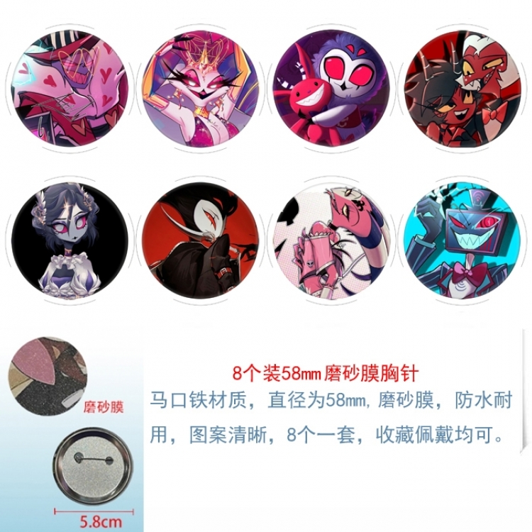 Hazbin Hotel Anime round scrub film brooch badge 58MM a set of 8