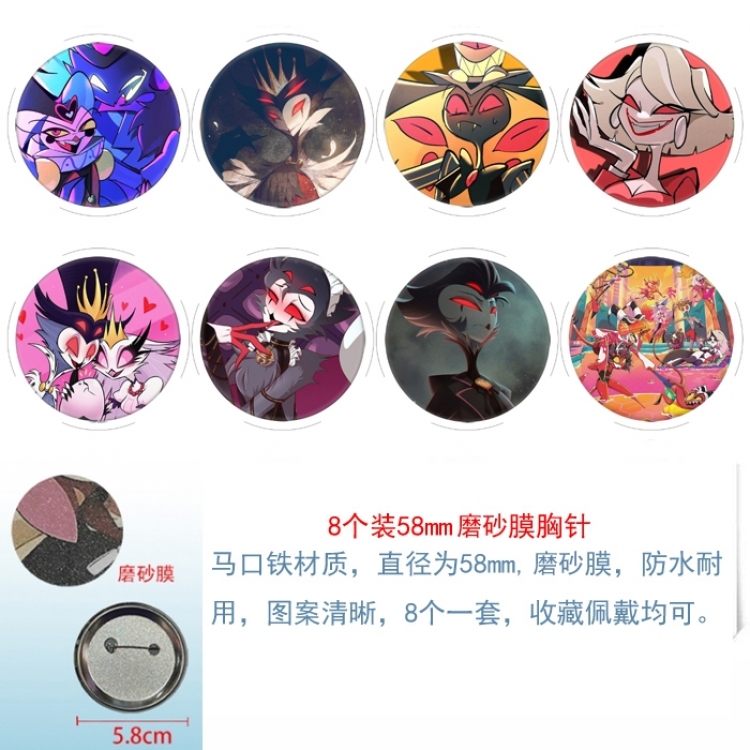 Hazbin Hotel Anime round scrub film brooch badge 58MM a set of 8