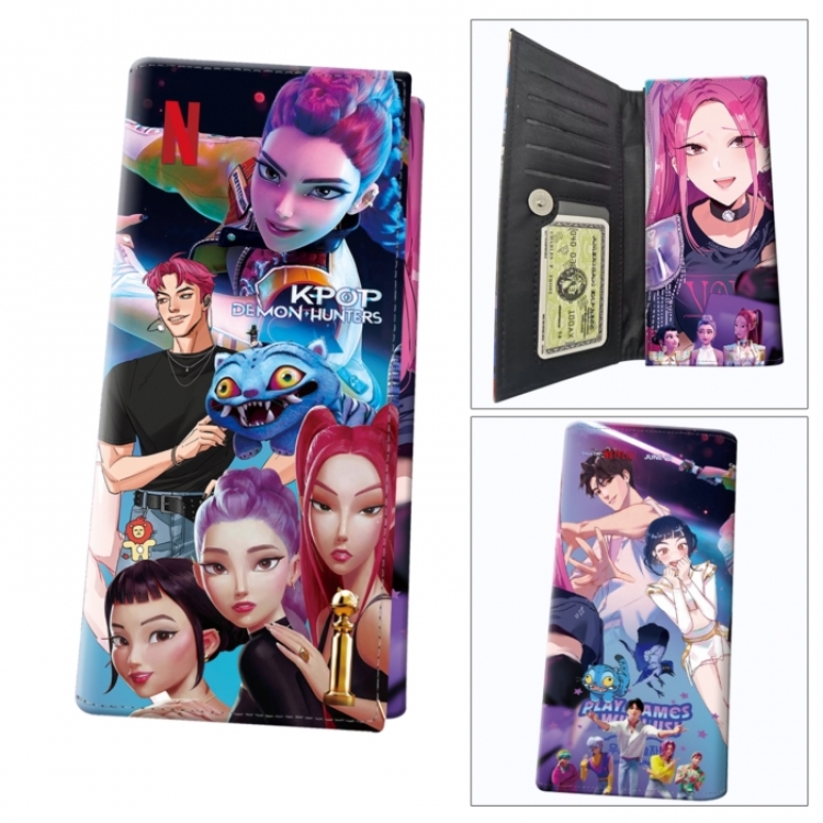 K-Pop Demon Hunters Anime wallet long wallet buckle storage bag 18.5x9.5x2CM 100g