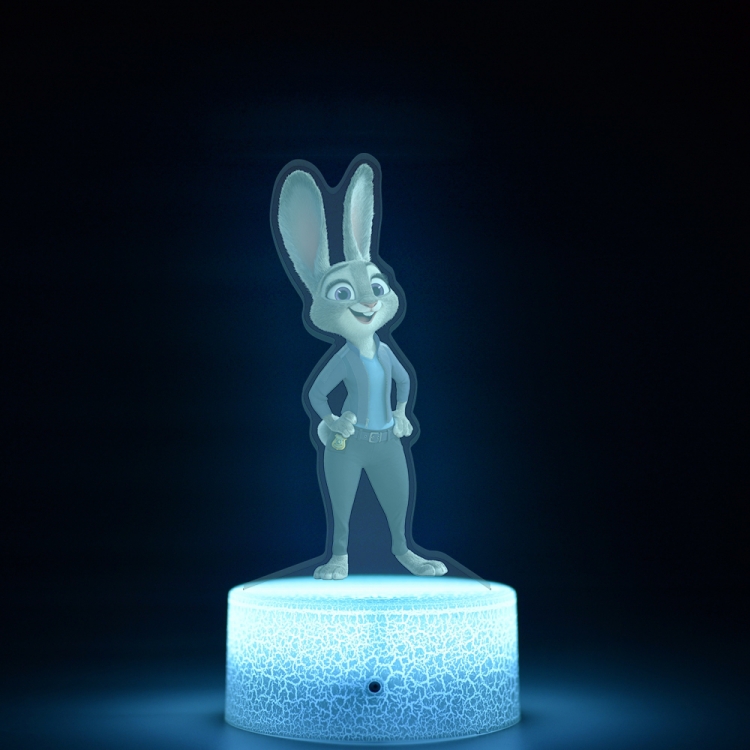 Zootopia Acrylic Night Light 16 Color-changing USB Interface Box Set 19X7X4CM white base