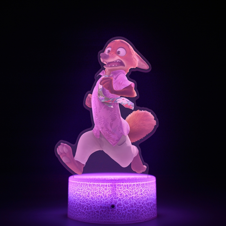 Zootopia Acrylic Night Light 16 Color-changing USB Interface Box Set 19X7X4CM white base