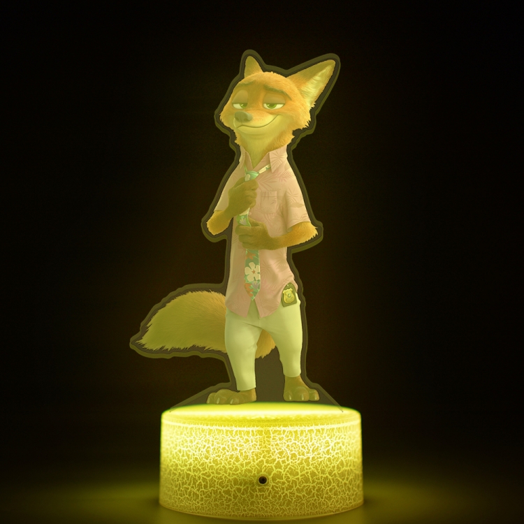 Zootopia Acrylic Night Light 16 Color-changing USB Interface Box Set 19X7X4CM white base