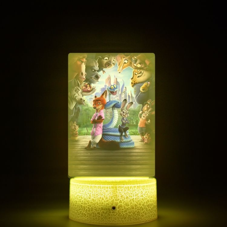 Zootopia Acrylic Night Light 16 Color-changing USB Interface Box Set 19X7X4CM white base