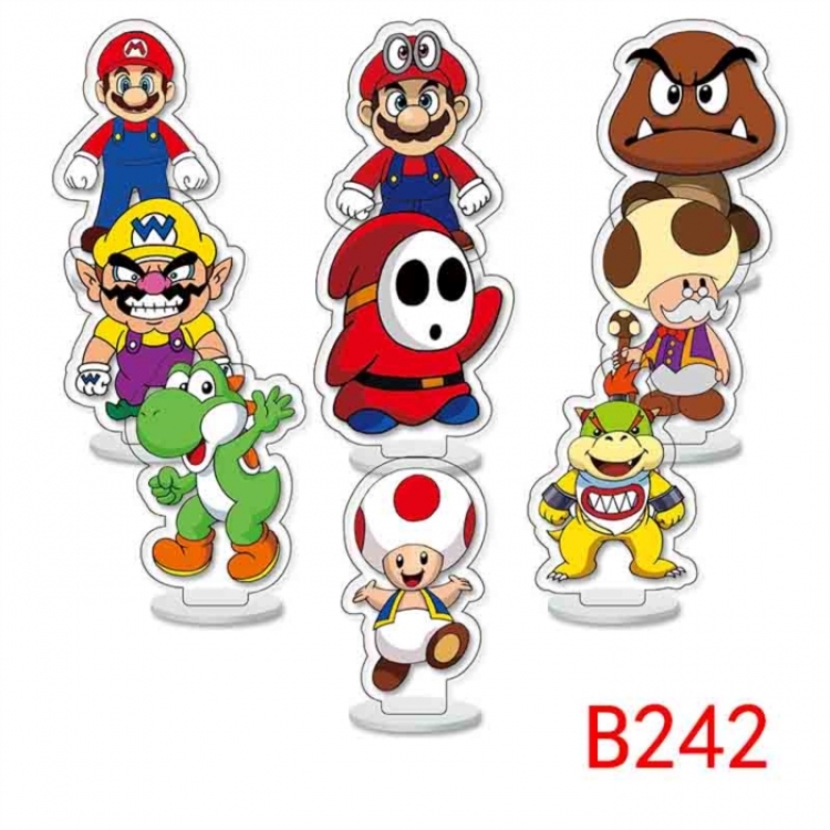 Super Mario Anime Character acrylic Small Standing Plates  Keychain 6cm a set of 9