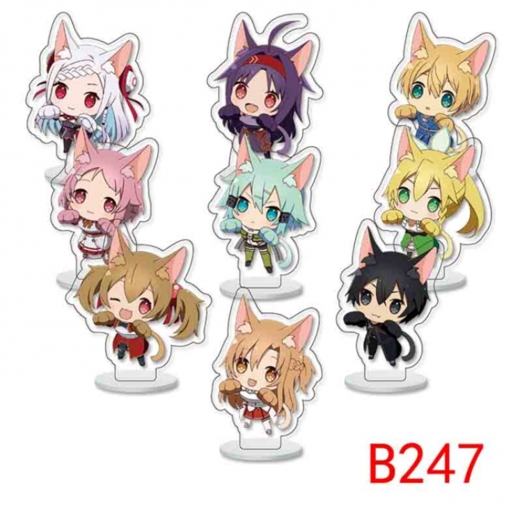 Sword Art Online Anime Character acrylic Small Standing Plates  Keychain 6cm a set of 9