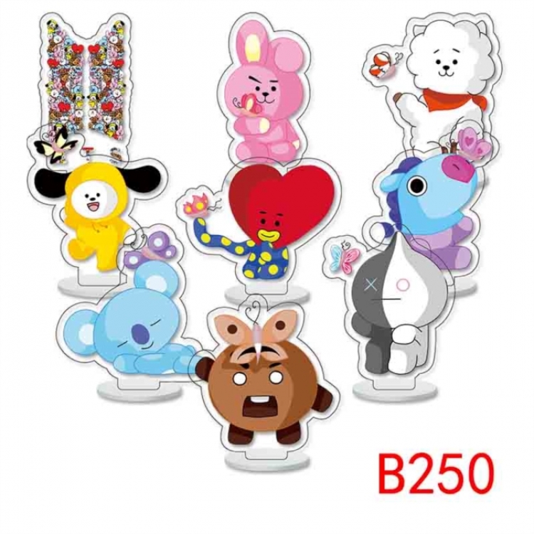 BTS Anime Character acrylic Small Standing Plates  Keychain 6cm a set of 9