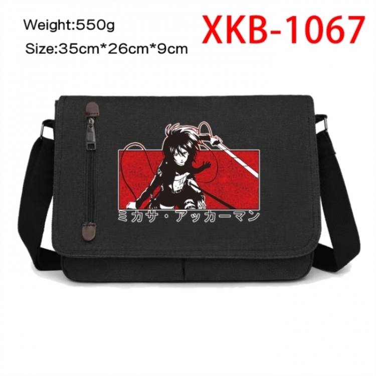 Shingeki no Kyojin Anime Retro Canvas Shoulder Bag Crossbody Bag Mailman Bag 35x26x9cm