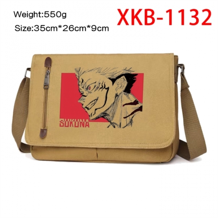 Jujutsu Kaisen Anime Retro Canvas Shoulder Bag Crossbody Bag Mailman Bag 35x26x9cm