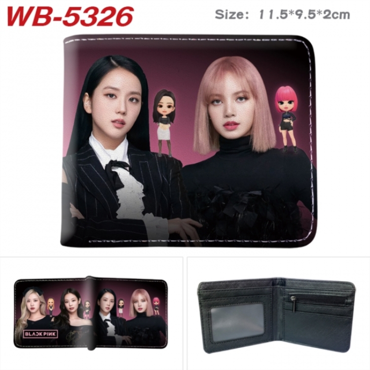 BLACK PINK Animation color PU leather half fold wallet 11.5X9X2CM