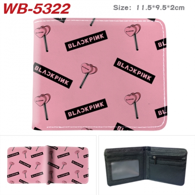 BLACK PINK Animation color PU leather half fold wallet 11.5X9X2CM