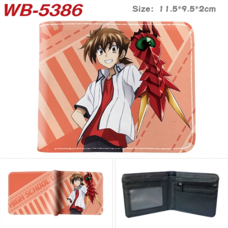 High School D×D Animation color PU leather half fold wallet 11.5X9X2CM