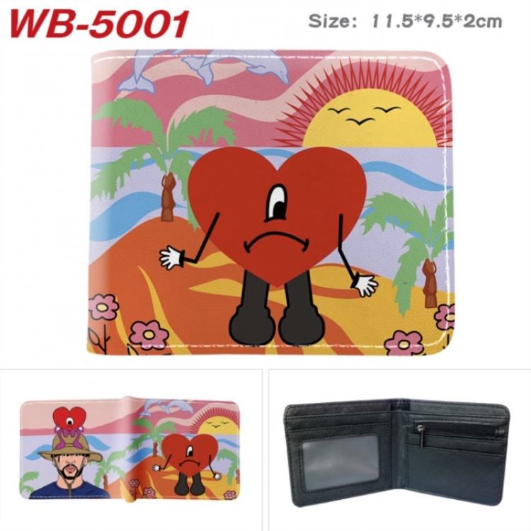 Bad Bunny Animation color PU leather half fold wallet 11.5X9X2CM