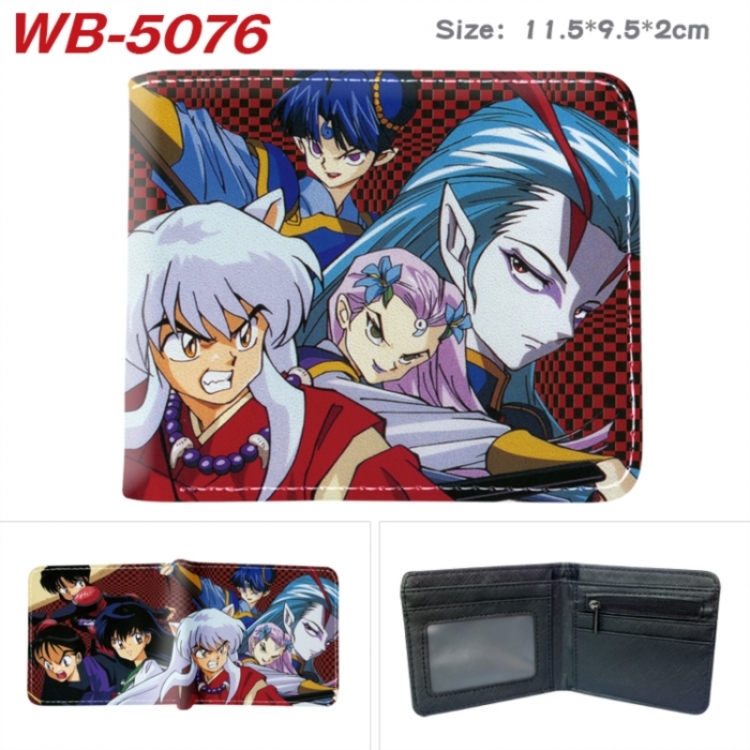 Inuyasha Animation color PU leather half fold wallet 11.5X9X2CM
