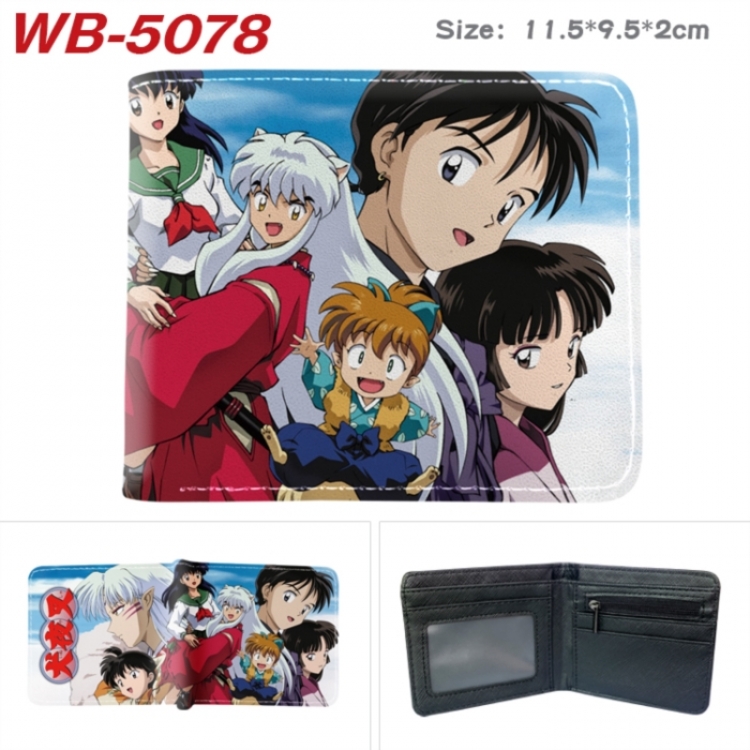 Inuyasha Animation color PU leather half fold wallet 11.5X9X2CM