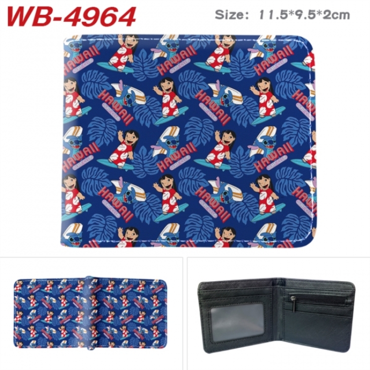 Lilo & Stitch Animation color PU leather half fold wallet 11.5X9X2CM