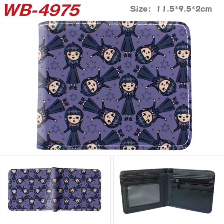 Wednesday Animation color PU leather half fold wallet 11.5X9X2CM
