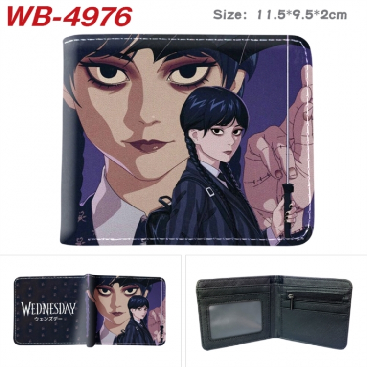 Wednesday Animation color PU leather half fold wallet 11.5X9X2CM
