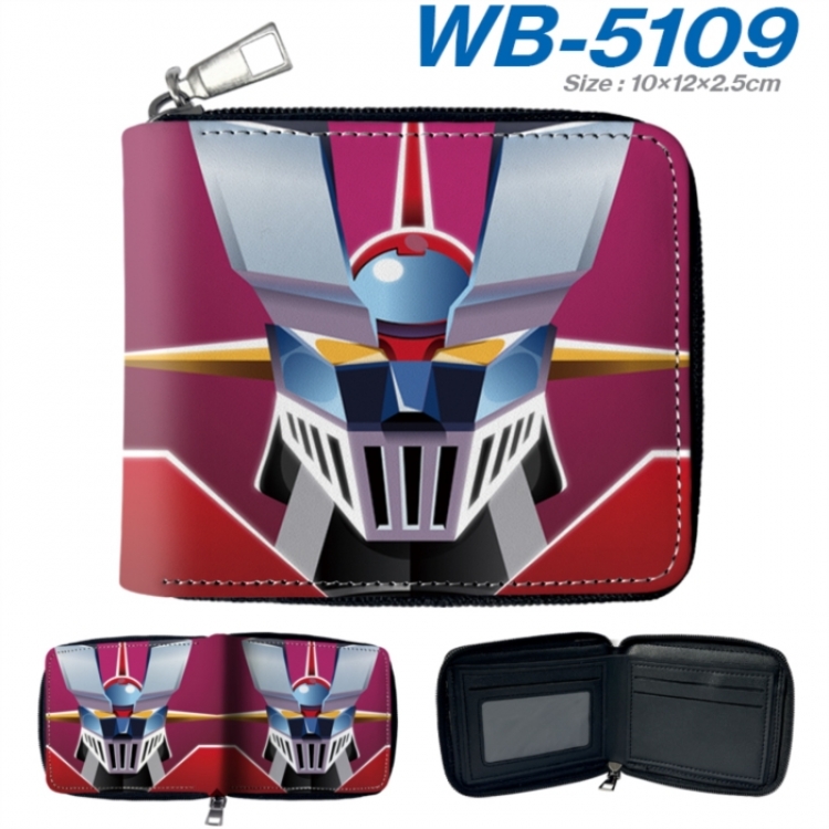 Mazinger-Z Anime color short full zip folding wallet 10x12x2.5cm