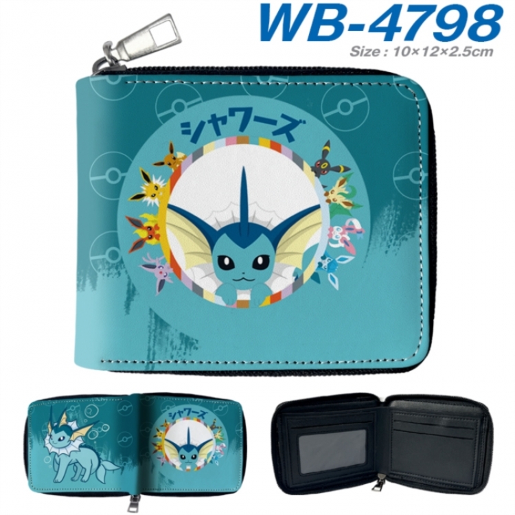 Pokemon Anime color short full zip folding wallet 10x12x2.5cm