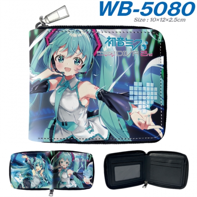 Hatsune Miku Anime color short full zip folding wallet 10x12x2.5cm