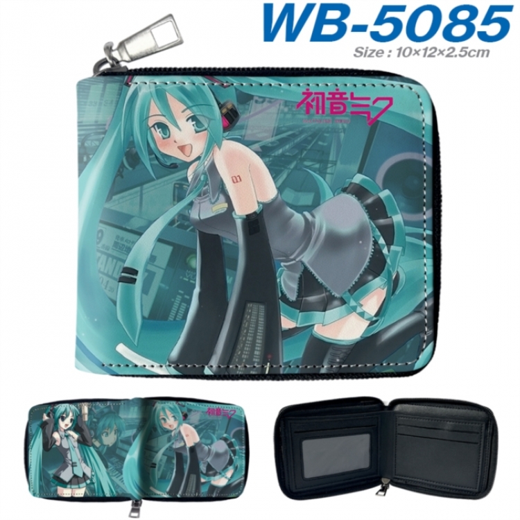 Hatsune Miku Anime color short full zip folding wallet 10x12x2.5cm
