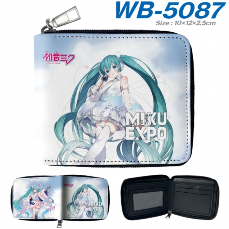 Hatsune Miku Anime color short full zip folding wallet 10x12x2.5cm