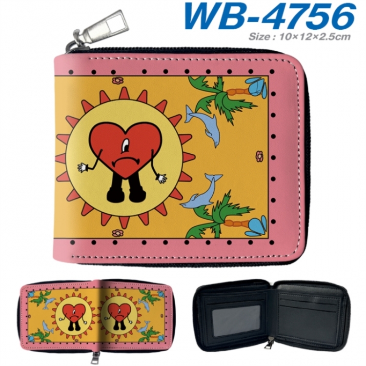 Bad Bunny Anime color short full zip folding wallet 10x12x2.5cm