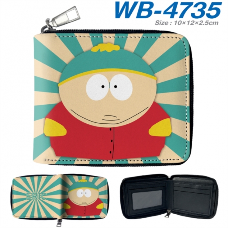 South Park Anime color short full zip folding wallet 10x12x2.5cm