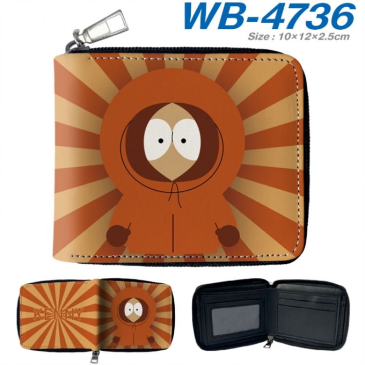 South Park Anime color short full zip folding wallet 10x12x2.5cm