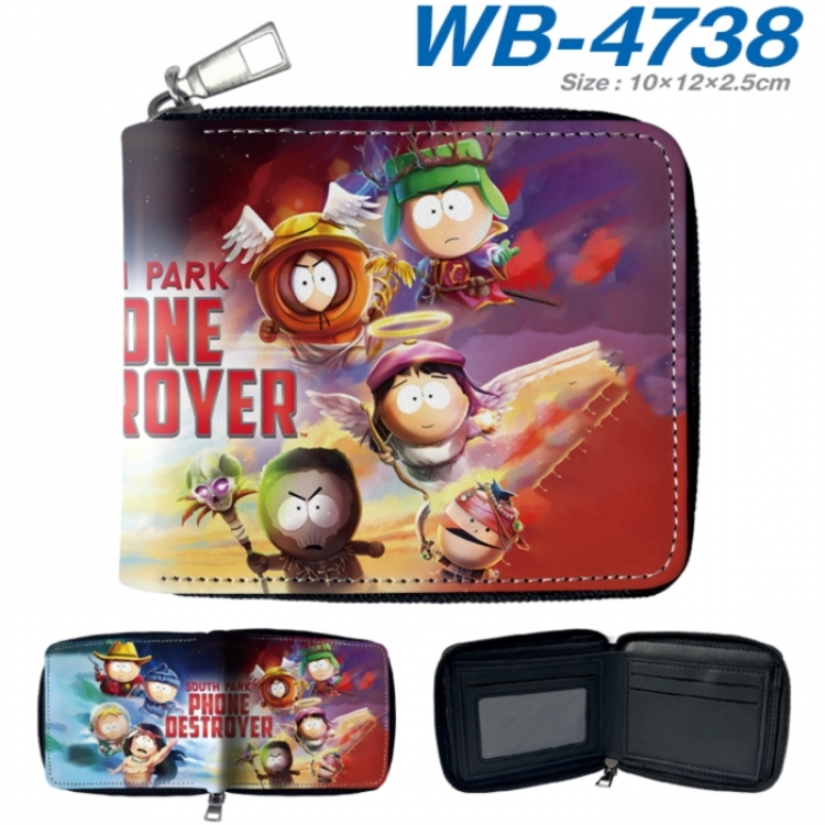 South Park Anime color short full zip folding wallet 10x12x2.5cm