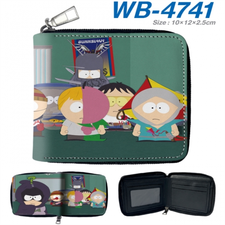 South Park Anime color short full zip folding wallet 10x12x2.5cm