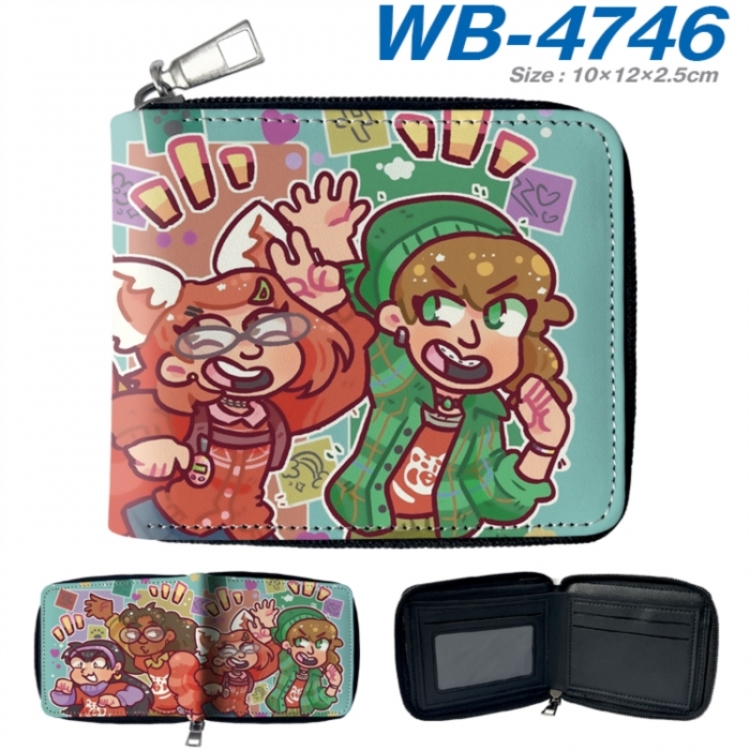Turning Red Anime color short full zip folding wallet 10x12x2.5cm