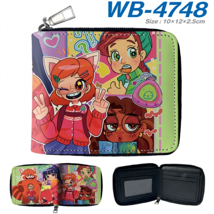 Turning Red Anime color short full zip folding wallet 10x12x2.5cm